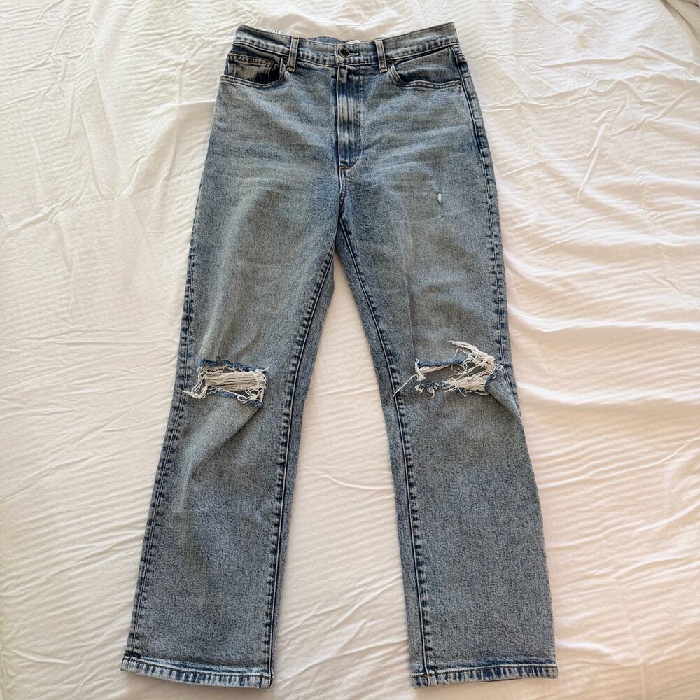Le Jean Charlie Gay Jeans Womens 27 Blue Mia Relaxed Straight Distressed USA